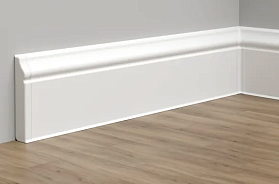 Напольный плинтус Идеал Дюра Фигурный 001 Белый 2200мм/80мм/15мм, 1 м.п.